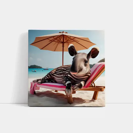 Baby Tapir Relaxing On Sunny Beach