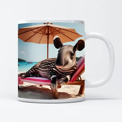 Baby Tapir Relaxing On Sunny Beach