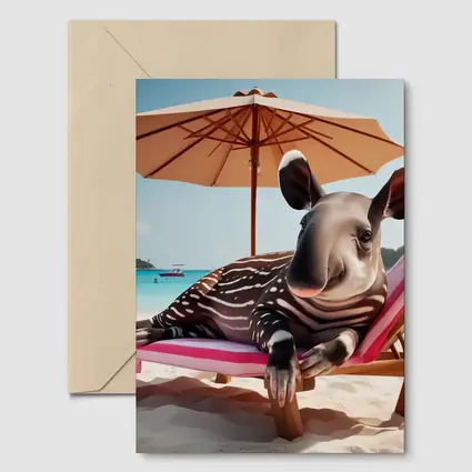 Baby Tapir Relaxing On Sunny Beach