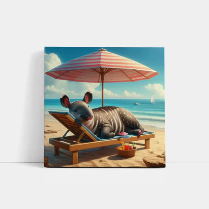 Tapir Relaxing On Sunny Beach Chair