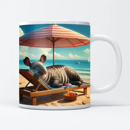 Tapir Relaxing On Sunny Beach Chair