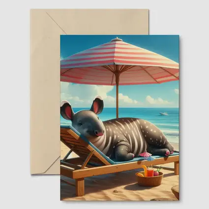 Tapir Relaxing On Sunny Beach Chair