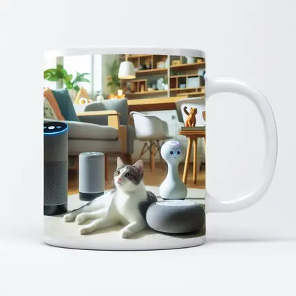 Gray White Cat Smart Home Living Room