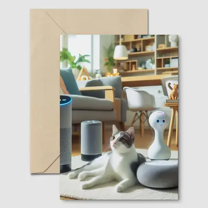 Gray White Cat Smart Home Living Room