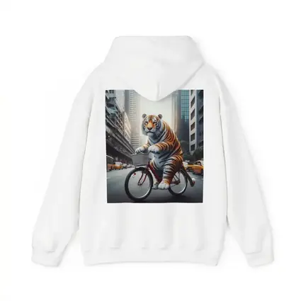 Tiger Riding Bicycle Through City Streets