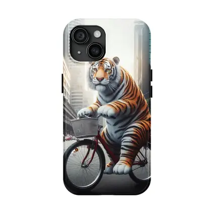 Tiger Riding Bicycle Through City Streets