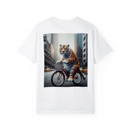 Tiger Riding Bicycle Through City Streets