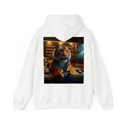 Tiger Gaming on Couch Cozy Room