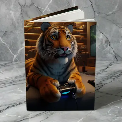 Tiger Gaming on Couch Cozy Room