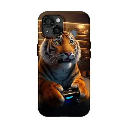 Tiger Gaming on Couch Cozy Room