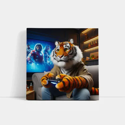 Tiger Gaming Controller Couch Neon Room
