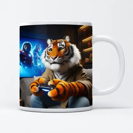 Tiger Gaming Controller Couch Neon Room