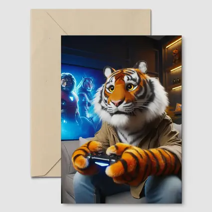 Tiger Gaming Controller Couch Neon Room