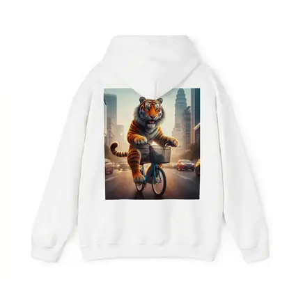 Tiger Riding Bicycle Through City Streets