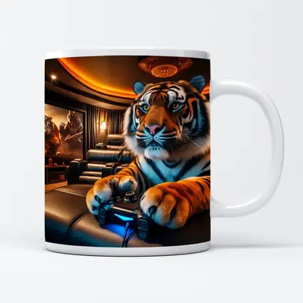 Tiger Playing Video Games Home Theater