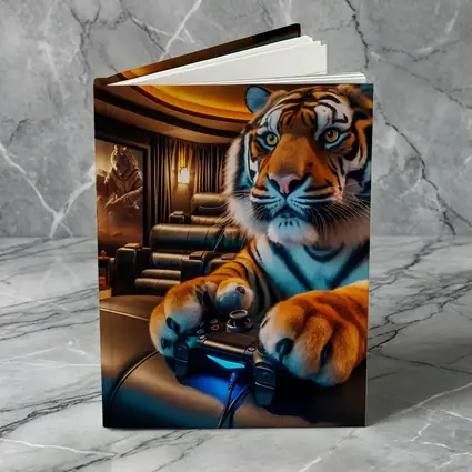 Tiger Playing Video Games Home Theater