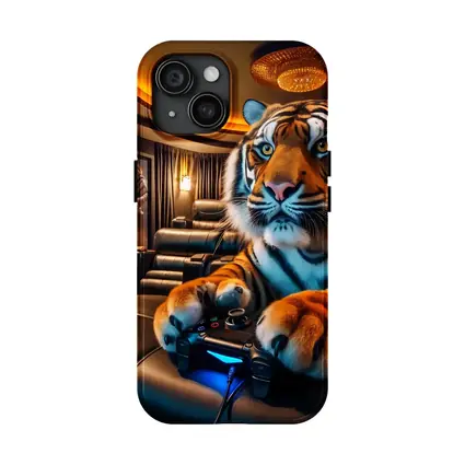 Tiger Playing Video Games Home Theater