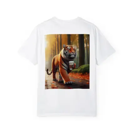 Tiger Carrying Coffee Cup Autumn Park