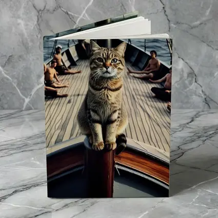 Tabby Cat Standing On Sailboat Bow