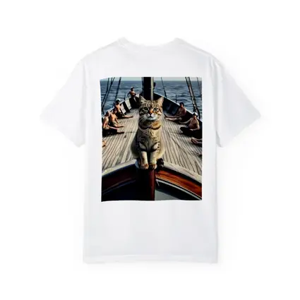 Tabby Cat Standing On Sailboat Bow
