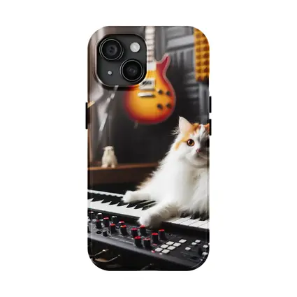Fluffy Cat Relaxing on Music Studio Keyboard