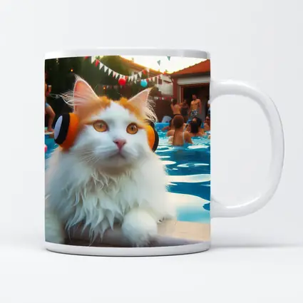 White Cat Headphones Pool Party Summer