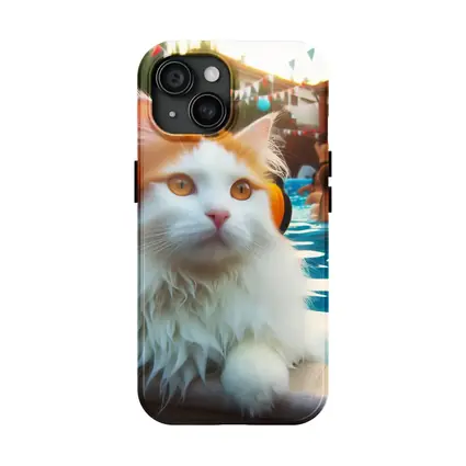 White Cat Headphones Pool Party Summer