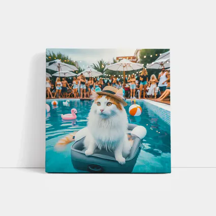 White Cat Hat Pool Party Summer