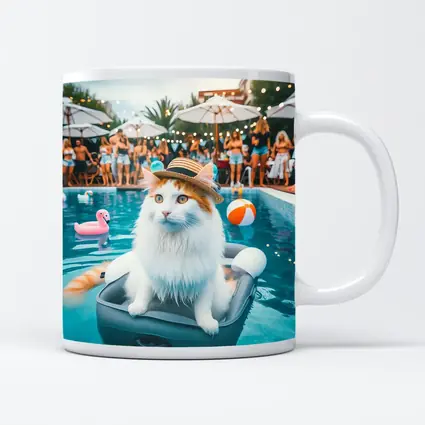 White Cat Hat Pool Party Summer