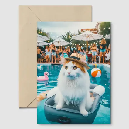White Cat Hat Pool Party Summer
