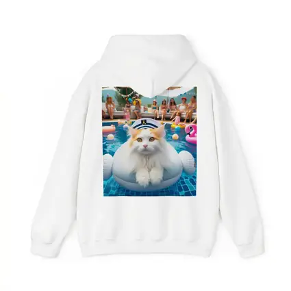 White Orange Cat Pool Party Summer