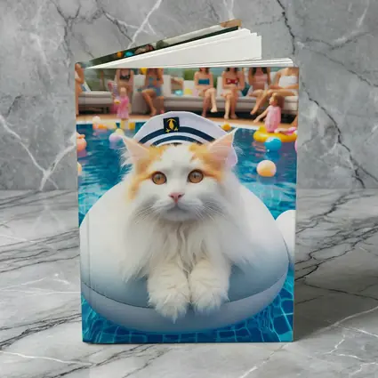 White Orange Cat Pool Party Summer