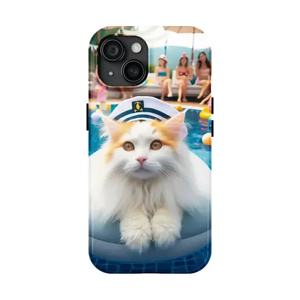 White Orange Cat Pool Party Summer