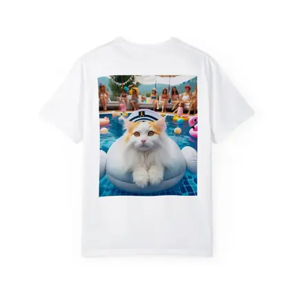White Orange Cat Pool Party Summer