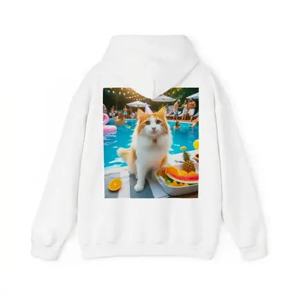 Orange White Cat Pool Party Summer