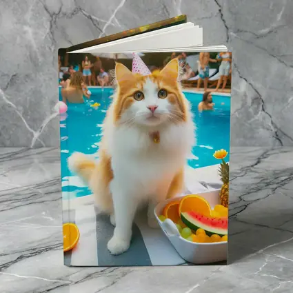 Orange White Cat Pool Party Summer