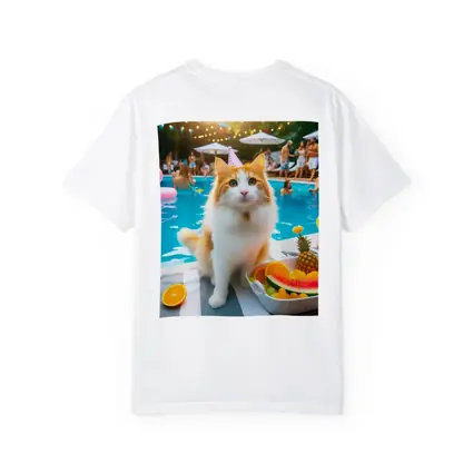 Orange White Cat Pool Party Summer