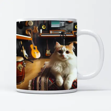 Turkish Van Cat in Music Studio