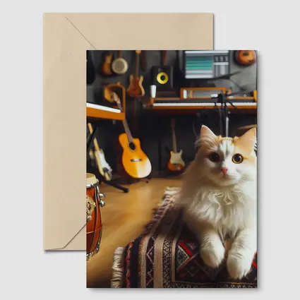 Turkish Van Cat in Music Studio