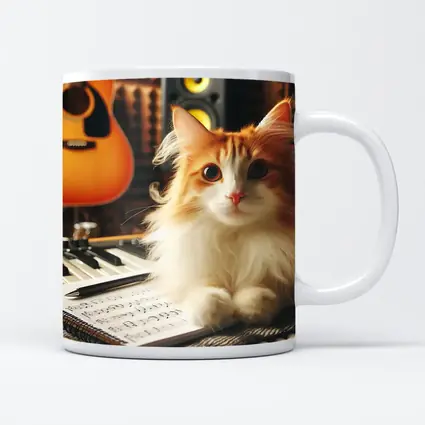 Orange Cat Relaxing in Music Studio