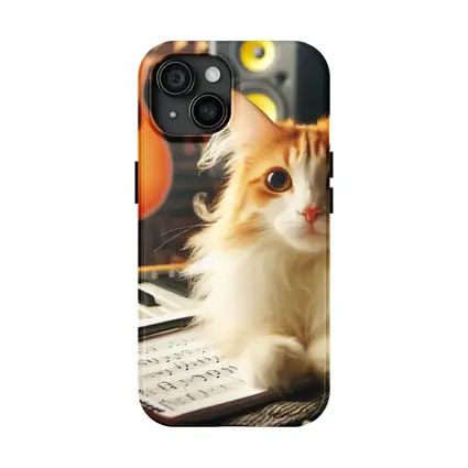 Orange Cat Relaxing in Music Studio