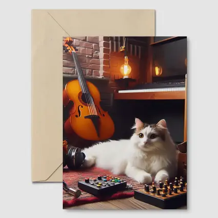 Turkish Van Cat Music Room Cozy Interior