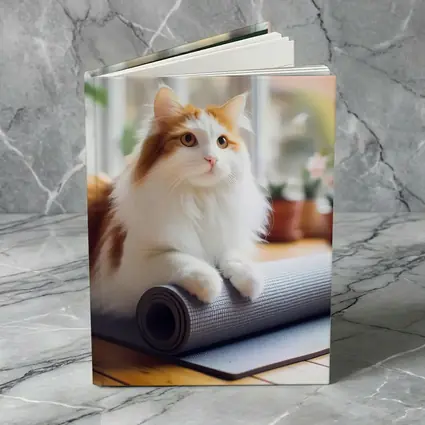 Fluffy Cat Resting on Yoga Mat