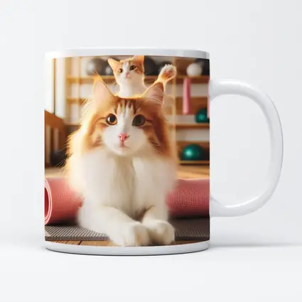 Fluffy Orange Cat Yoga Studio Workout
