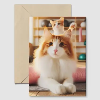 Fluffy Orange Cat Yoga Studio Workout