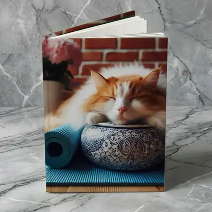 Sleeping Orange Cat Yoga Mat Brick Wall