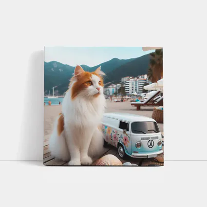 Turkish Van Cat Beach Retro Floral Van
