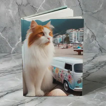 Turkish Van Cat Beach Retro Floral Van
