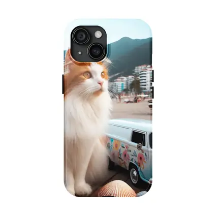 Turkish Van Cat Beach Retro Floral Van