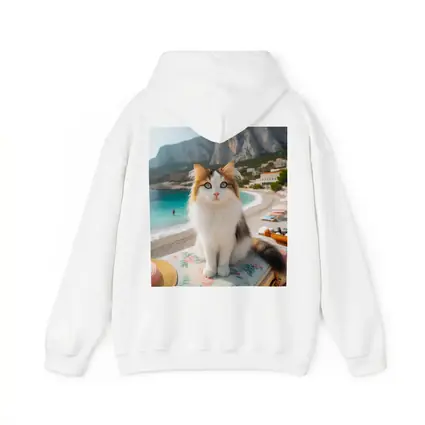 Calico Cat Sitting on Sunny Beach